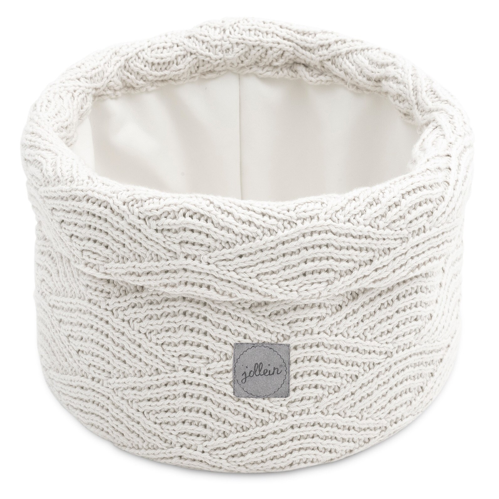 Cos depozitare Jollein River, tricot textil, Ø18x14 cm, crem