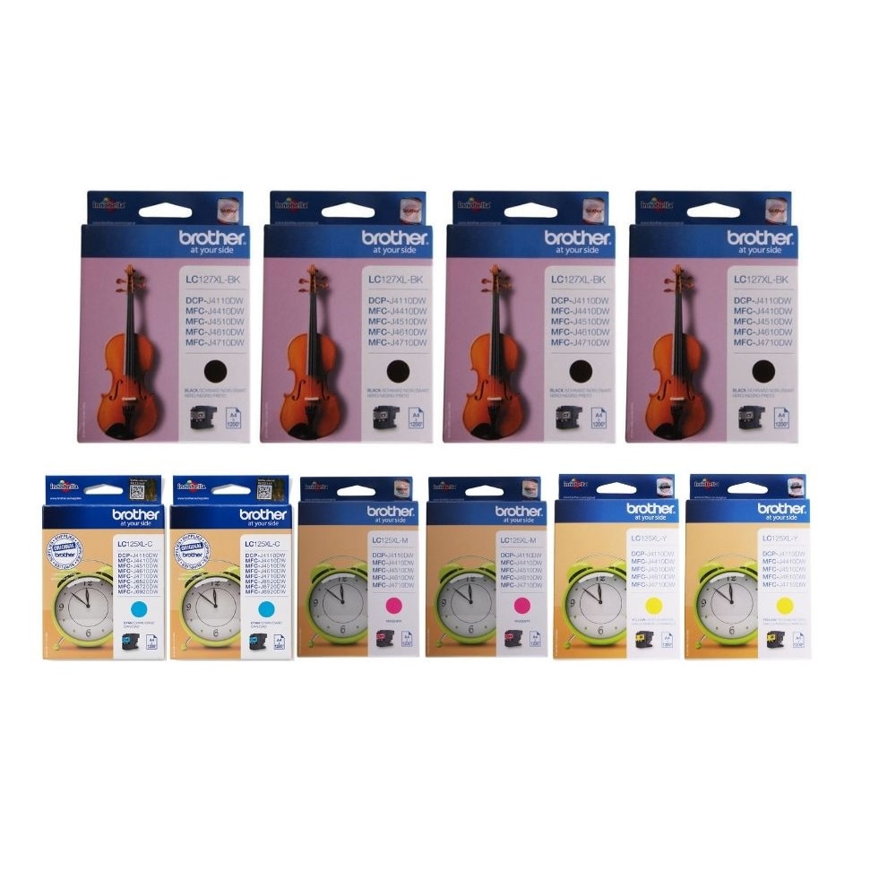 Set Cartus cerneala Brother Original 4x LC127XLBK Negru 2x LC125XLC 2x LC125XLM Magenta 2x LC125XLY Galben 12000 pagini