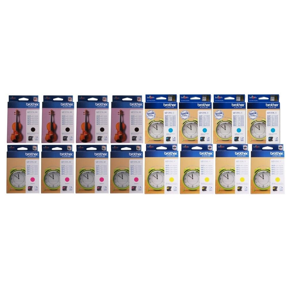 Set Cartus cerneala Brother Original 4x LC127XLBK Negru 4x LC125XLC Cyan 4x LC125XLM Magenta 4x LC125XLY Galben 19200 pagini