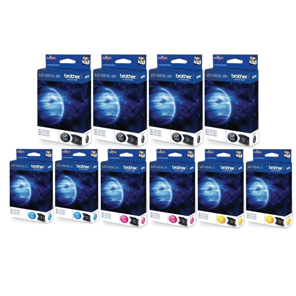 Set Cartus cerneala Brother Original 4x LC1280XLBK Negru 2x LC1280XLC 2x LC1280XLM Magenta 2x LC1280XLY Galben 16800 pagini