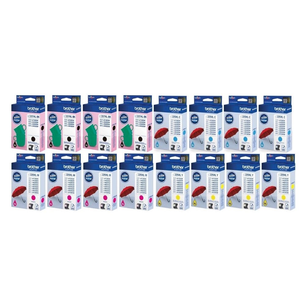 Set Cartus cerneala Brother Original 4x LC227XLBK Negru 4x LC225XLC Cyan 4x LC225XLM Magenta 4x LC225XLY Galben 19200 pagini