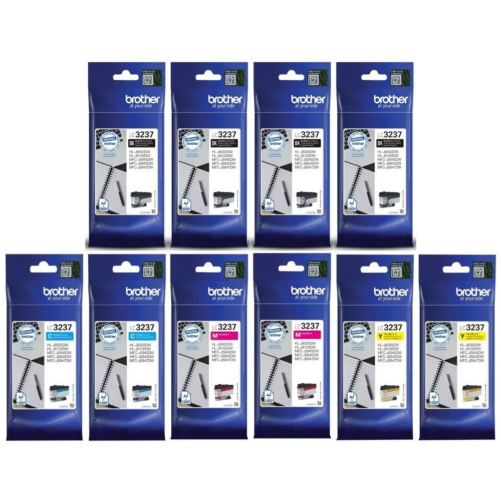 Set Cartus cerneala Brother Original 4x LC3237BK Negru 2x LC3237C 2x LC3237M Magenta 2x LC3237Y Galben 21000 pagini