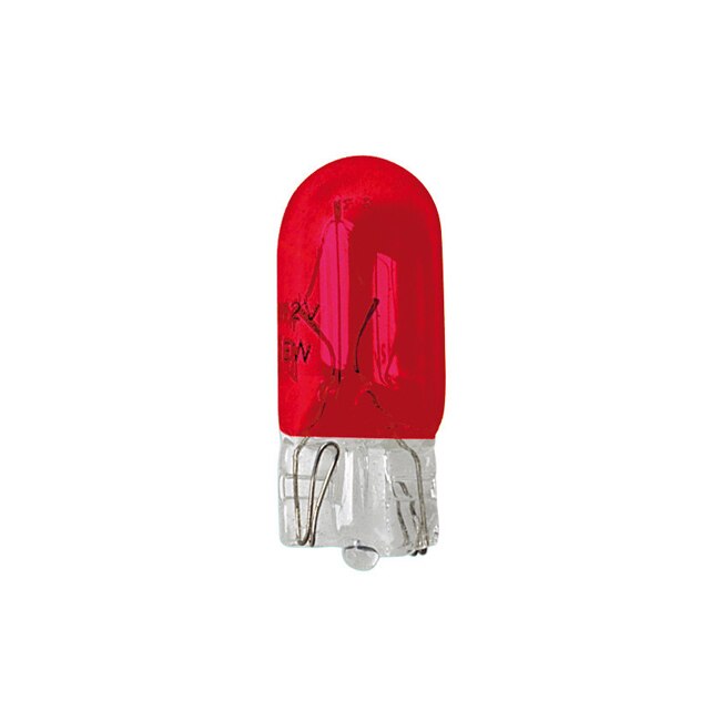 Set 2 Becuri auto 5W 12V pozitie cap sticla W2,1x9,5d, Rosu