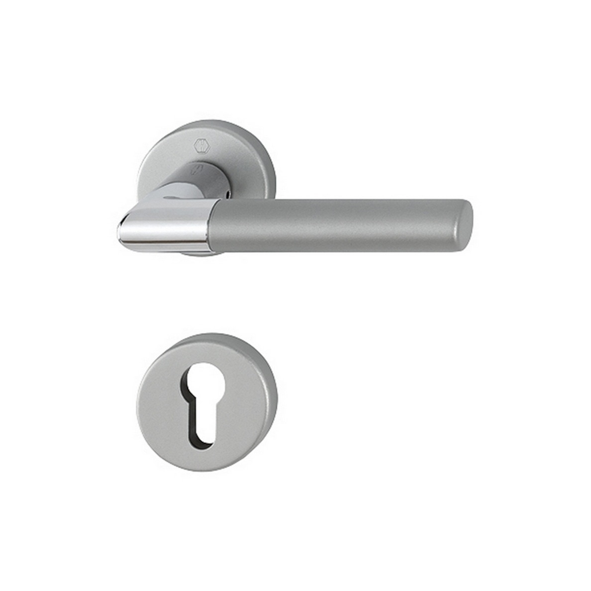 Maner usa interior, Hoppe Lecce, cu rozeta pentru cilindru, material aluminiu, crom lucios/satinat, 132 x 52mm
