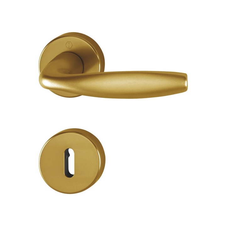 Maner usa interior, Hoppe New York, cu rozeta pentru cheie, culoare bronz, 127 x 52mm