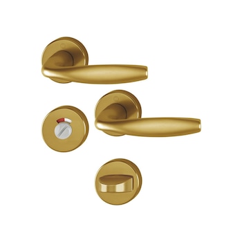 Maner usa interior, Hoppe New York, cu rozeta pentru baie, culoare bronz, 127 x 52mm Maner usa interior, Hoppe New York, cu rozeta pentru baie, culoare bronz, 127 x 52mm