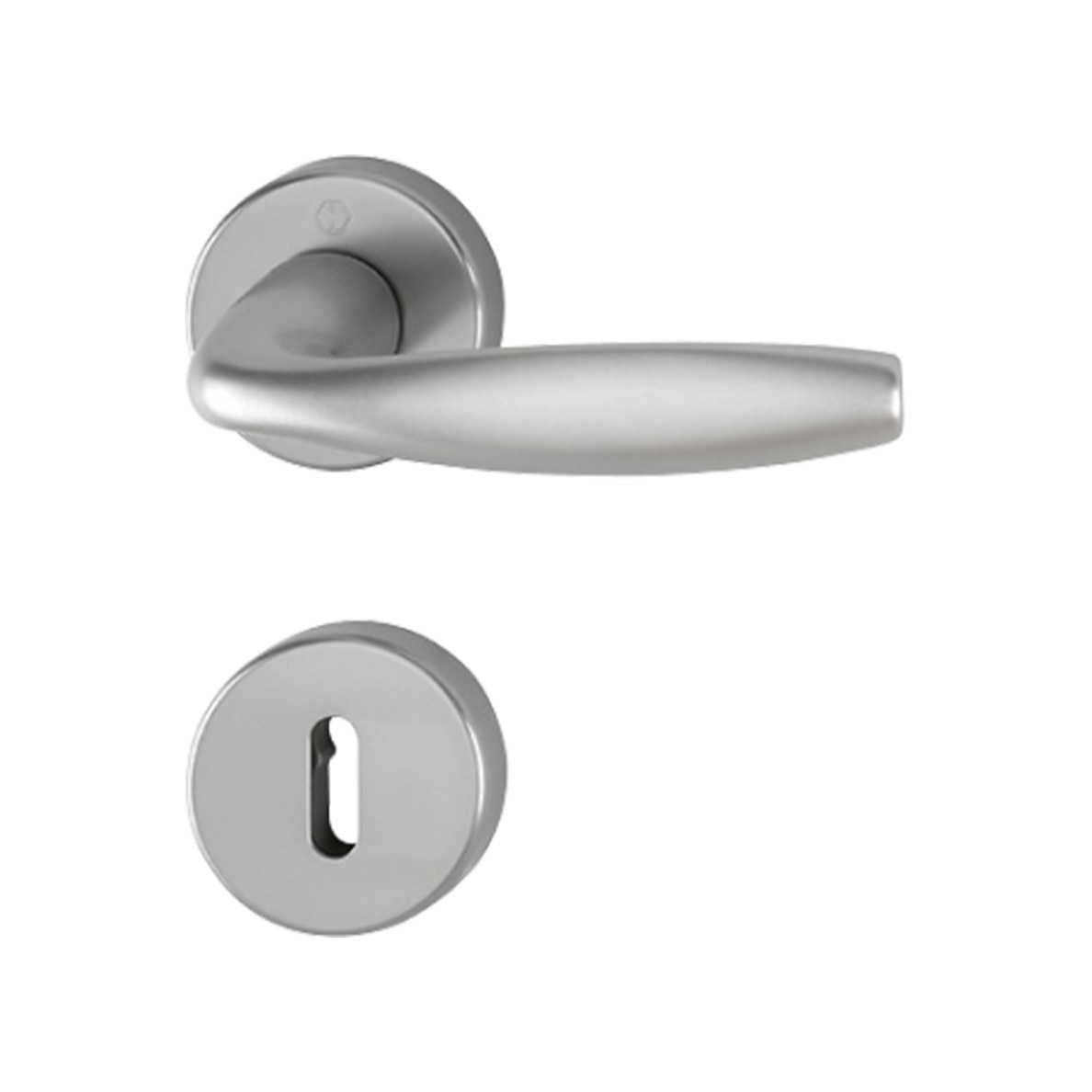 Maner usa interior, Hoppe New York, cu rozeta pentru cheie, culoare gri, 127 x 52mm