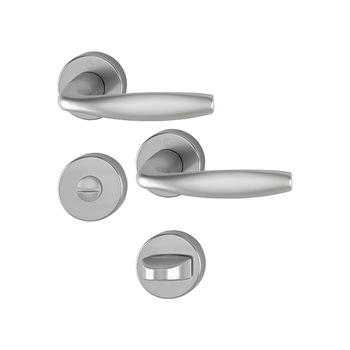 Maner usa interior, Hoppe New York, cu rozeta pentru baie, culoare gri, 127 x 52mm Maner usa interior, Hoppe New York, cu rozeta pentru baie, culoare gri, 127 x 52mm