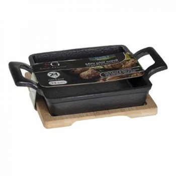 Vas dreptunghiular din fonta , cu suport din bambus, 5 x 14 x 14 cm Vas dreptunghiular din fonta , cu suport din bambus, 5 x 14 x 14 cm