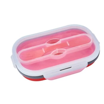 Caserola pliabila silicon Clip&Close cu furculita, lungime 21 cm, rosu Caserola pliabila silicon Clip&Close cu furculita, lungime 21 cm, rosu