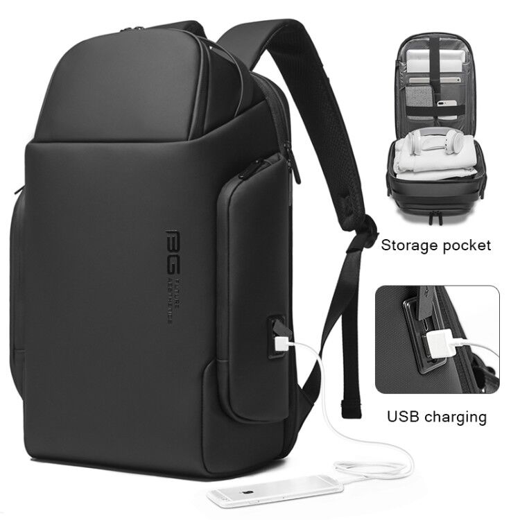 Rucsac laptop 15.6", business casual, impermeabil, cu port de incarcare USB, BANGE, Negru