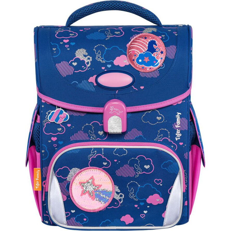 Ghiozdan Tiger, neechipat, jolly go green, dimensiune 36 x 31 x 19 cm, motiv unicorn dreams