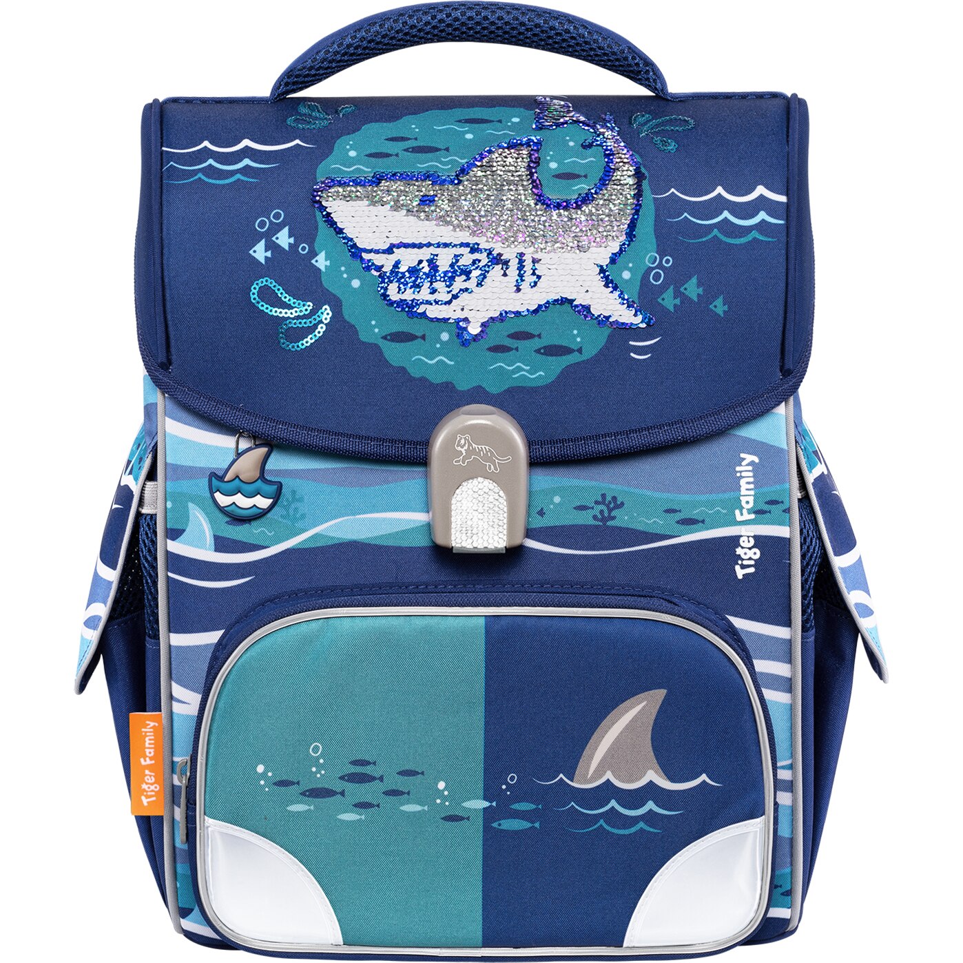 Ghiozdan Tiger, neechipat, jolly, dimensiune 36 x 31 x 19 cm, motiv shark life