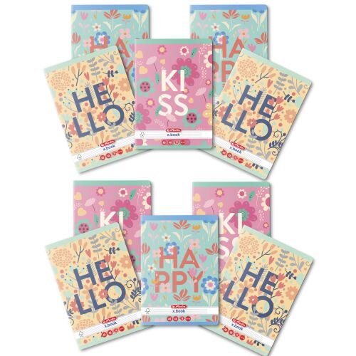 Set 10 Caiet Herlitz, A5, 48 file, 70g/mp, dictando, colturi rotunjite, motiv Feelings