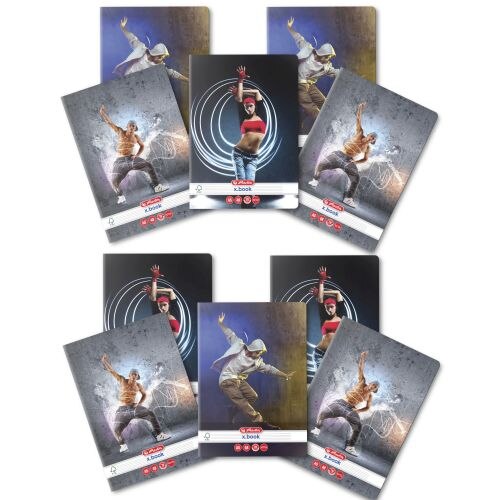 Set 10 Caiet Herlitz, A5, 48 file, 70g/mp, dictando, colturi rotunjite, motiv Dance