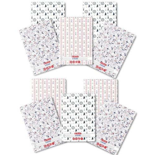 Set 10 Caiet Herlitz, A5, 48 file, 70g/mp, patratele, colturi rotunjite, motiv Nautica- design NOU