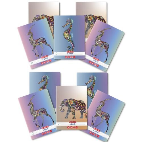 Set 10 Caiet Herlitz, A5, 48 file, 70g/mp, dictando, colturi rotunjite, motiv Zentangle