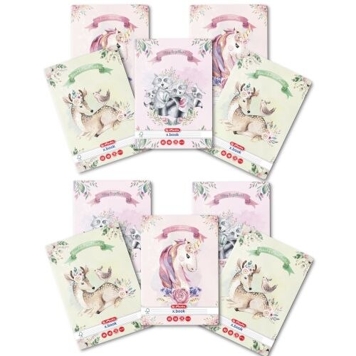 Set 10 Caiet Herlitz, A5, 48 file, 70g/mp, dictando, colturi rotunjite, motiv Enjoy
