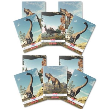 Set 10 Caiet Herlitz, A5, 48 file, 70g/mp, patratele, colturi rotunjite, motiv Dino Mania Set 10 Caiet Herlitz, A5, 48 file, 70g/mp, patratele, colturi rotunjite, motiv Dino Mania