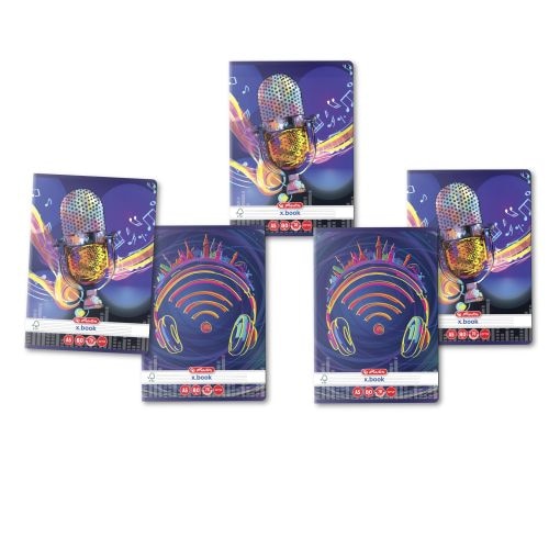 Set 5 Caiet Herlitz, A5, 80 file, 70g/mp, dictando, colturi rotunjite, motiv Music