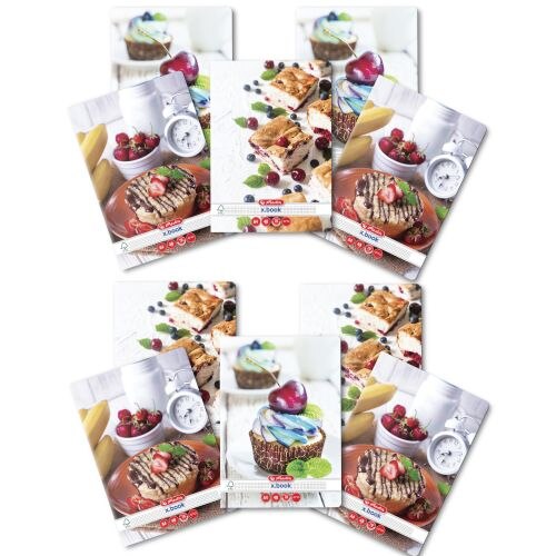 Set 10 Caiet Herlitz, A4, 48 file, 70g/mp, patratele, colturi rotunjite, motiv Cupckakes