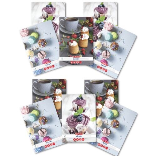 Set 10 Caiet Herlitz, A4, 48 file, 70g/mp, dictando, colturi rotunjite, motiv Cupckakes