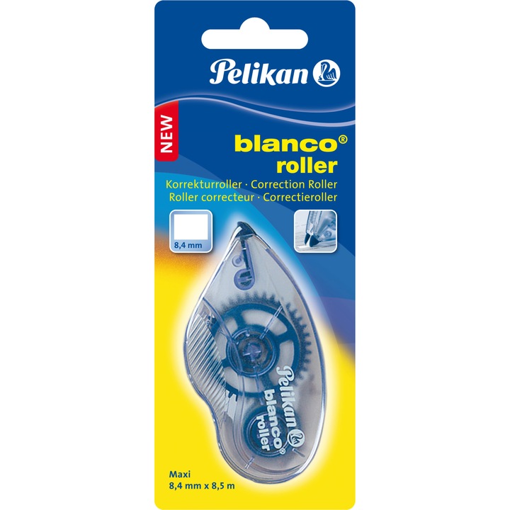 Banda corectoare Pelikan, Roller Maxi, Blaco, 8,4MM X 8,5 M, prezentare pe blister