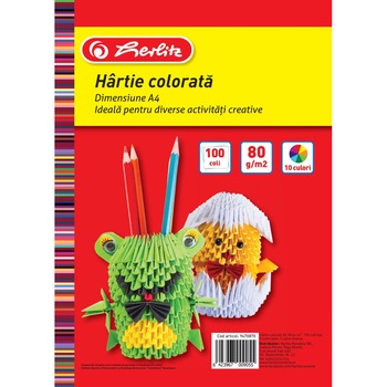 Set 100 coli, hartie color a4, 80 grame, diverse culori Set 100 coli, hartie color a4, 80 grame, diverse culori