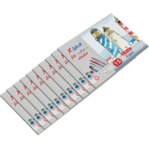 Set 10 Bloc Desen Herlitz, X.Block A3, 15 file, 120 grame/mp, coperta fata policromie