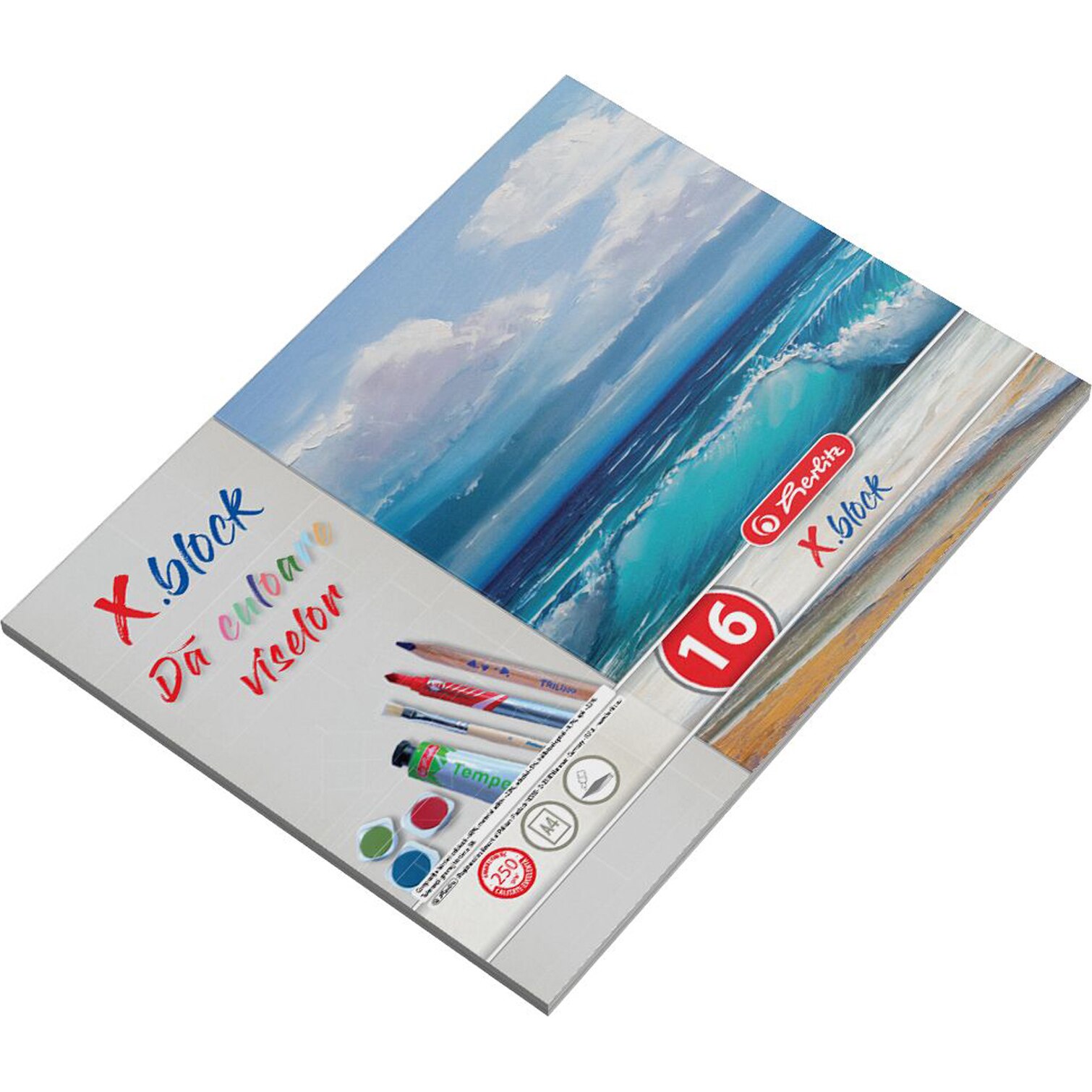 Szett 10 Herlitz Drawing Block, X.Block A4, 16 lap, 250 gramm/nm