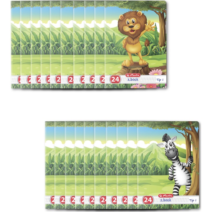 Herlitz füzet készlet, A5, 24 lapos, I. típusú, Cute Animals Premium motívum, 20 db