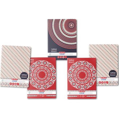 Set 5 Caiet Herlitz, A4, 60 file, 70g/mp, patratele, colturi rotunjite, motiv Traditional Romanesc