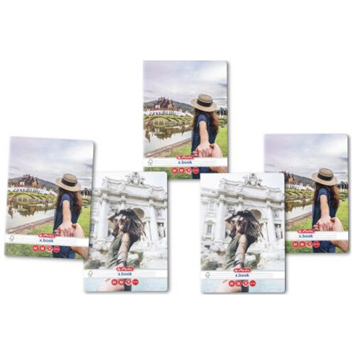 Set 5 Caiet Herlitz, A4, 80 file, 70g/mp, dictando, colturi rotunjite, motiv Follow Me