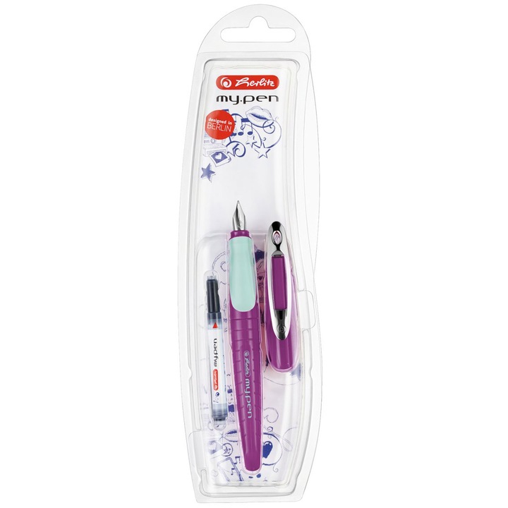 Herlitz My.Pen Töltőtoll, M-hegy, Lila/Menta, Blisztercsomagolásban