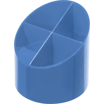 Suport Herlitz, rotund din plastic pentru instrumente de scris, 4 compartimente, culoare albastru Suport Herlitz, rotund din plastic pentru instrumente de scris, 4 compartimente, culoare albastru
