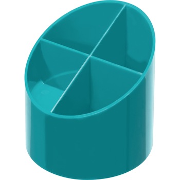 Suport Herlitz, rotund din plastic pentru instrumente de scris, 4 compartimente, culoare turcoaz Suport Herlitz, rotund din plastic pentru instrumente de scris, 4 compartimente, culoare turcoaz
