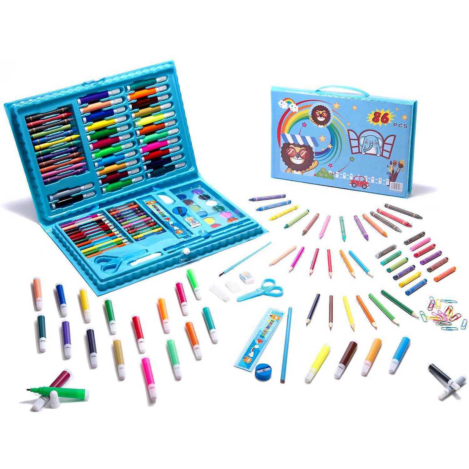 Set pentru pictura 86 piese cu geanta inclusa, Iso Trade, Albastru