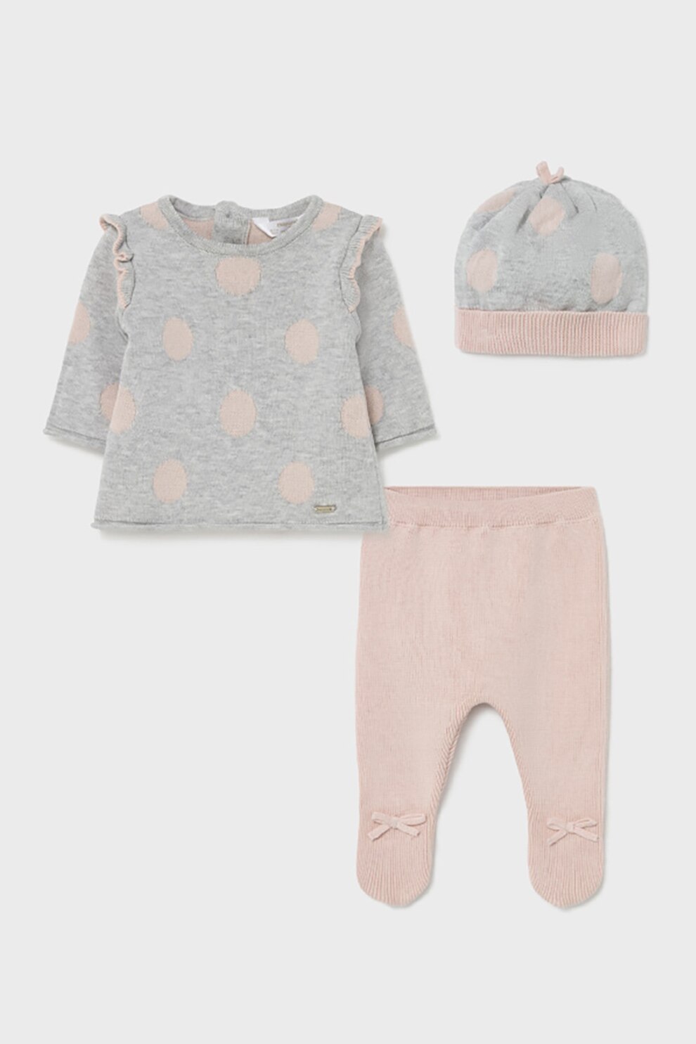 Mayoral, Set de imbracaminte - 3 piese, Roz prafuit/Gri melange