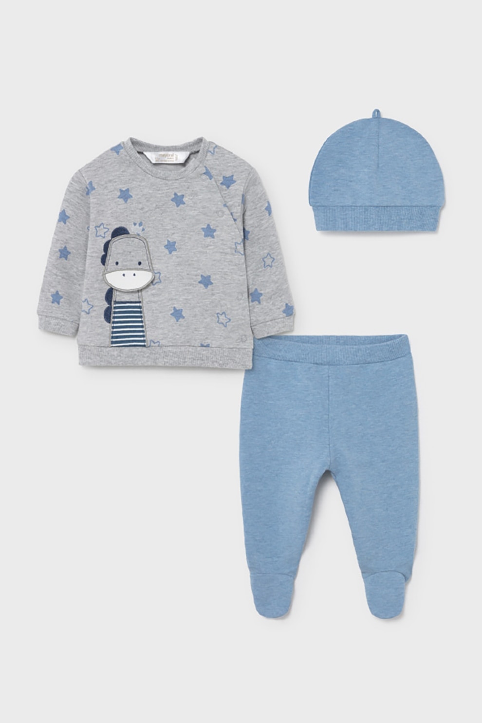 Mayoral, Set de imbracaminte - 3 piese, Albastru melange/Gri melange