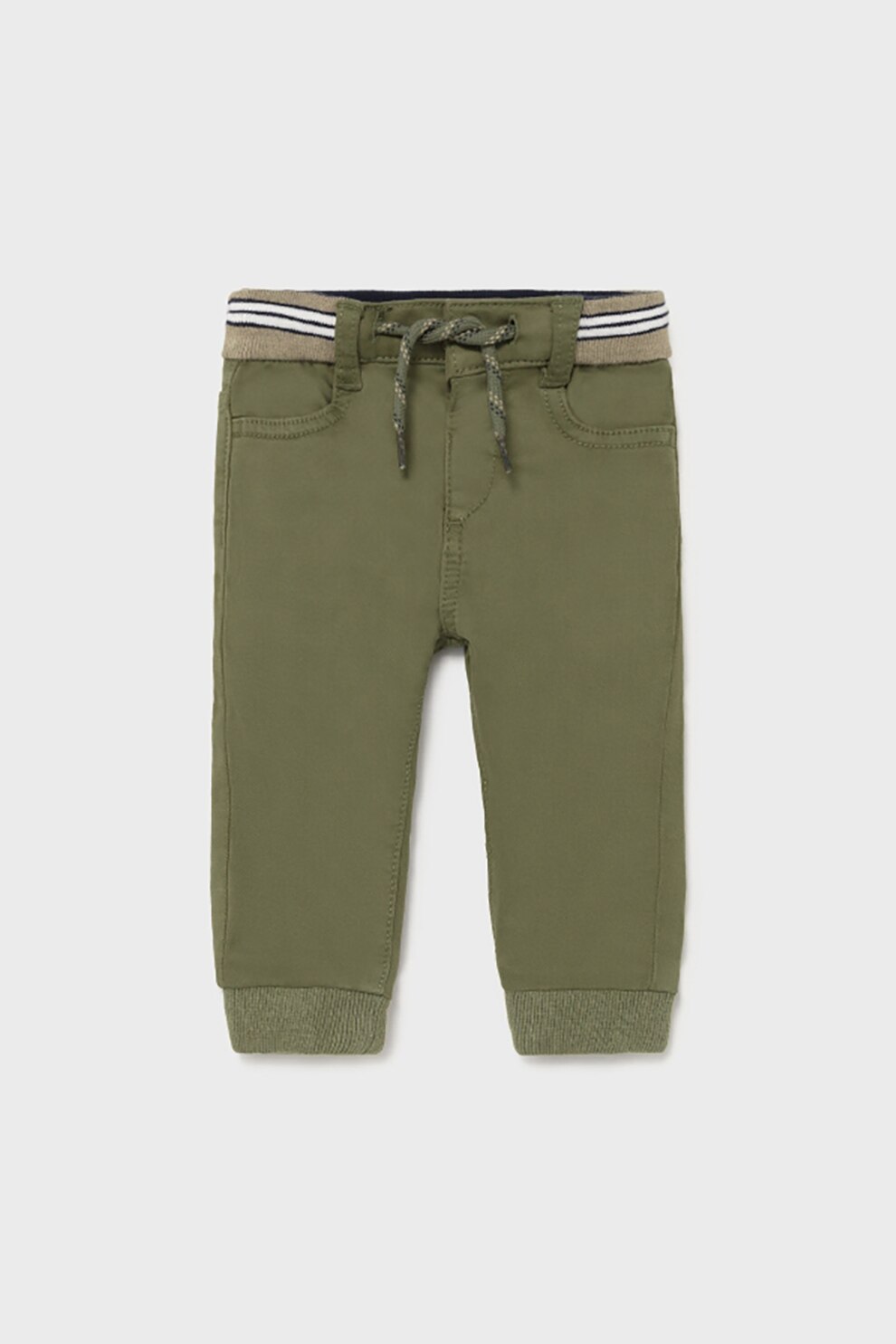 Mayoral, Pantaloni jogger cu snur in talie, Verde oliv