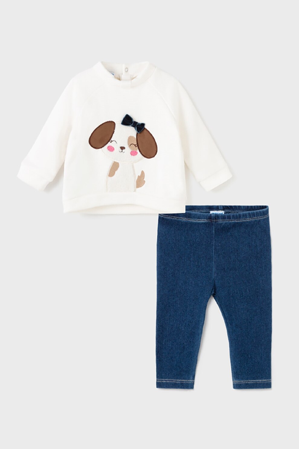 Mayoral, Set de colanti si bluza cu model, Alb/Albastru indigo