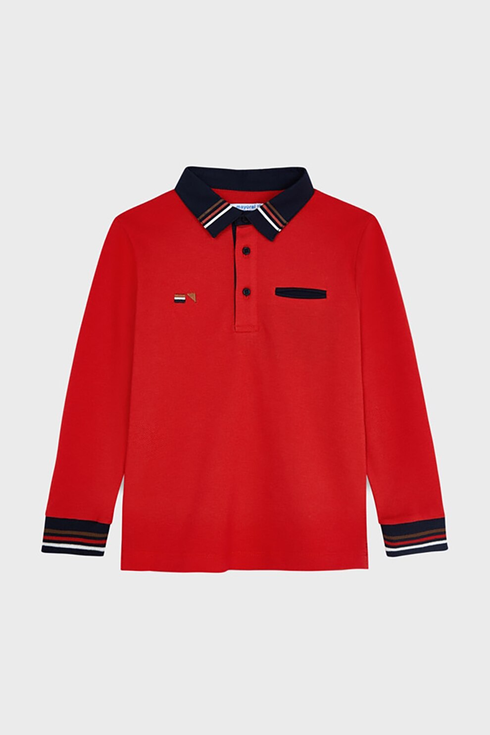 Mayoral, Bluza polo cu logo brodat, Rosu/Bleumarin