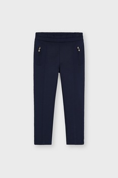 Mayoral, Pantaloni slim fit cu banda cu pliuri in talie, Bleumarin Mayoral, Pantaloni slim fit cu banda cu pliuri in talie, Bleumarin