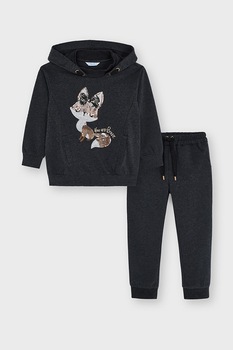 Mayoral, Set de pantaloni si hanorac, 2 piese, Negru/Alb/Maro Mayoral, Set de pantaloni si hanorac, 2 piese, Negru/Alb/Maro