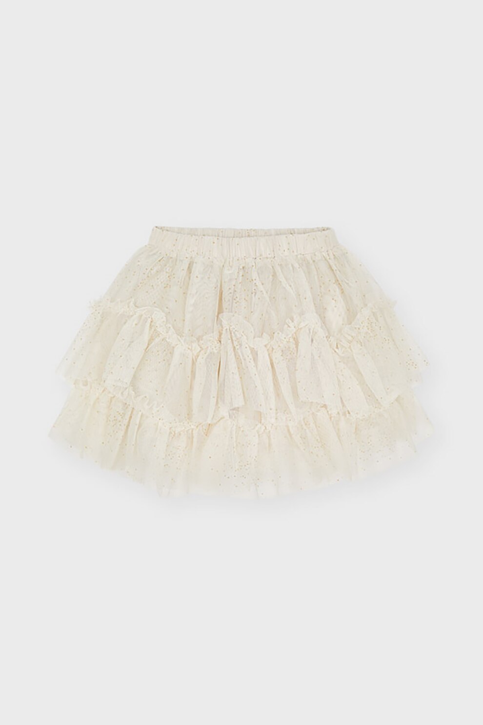 Mayoral, Fusta midi cu talie elastica, Alb fildes