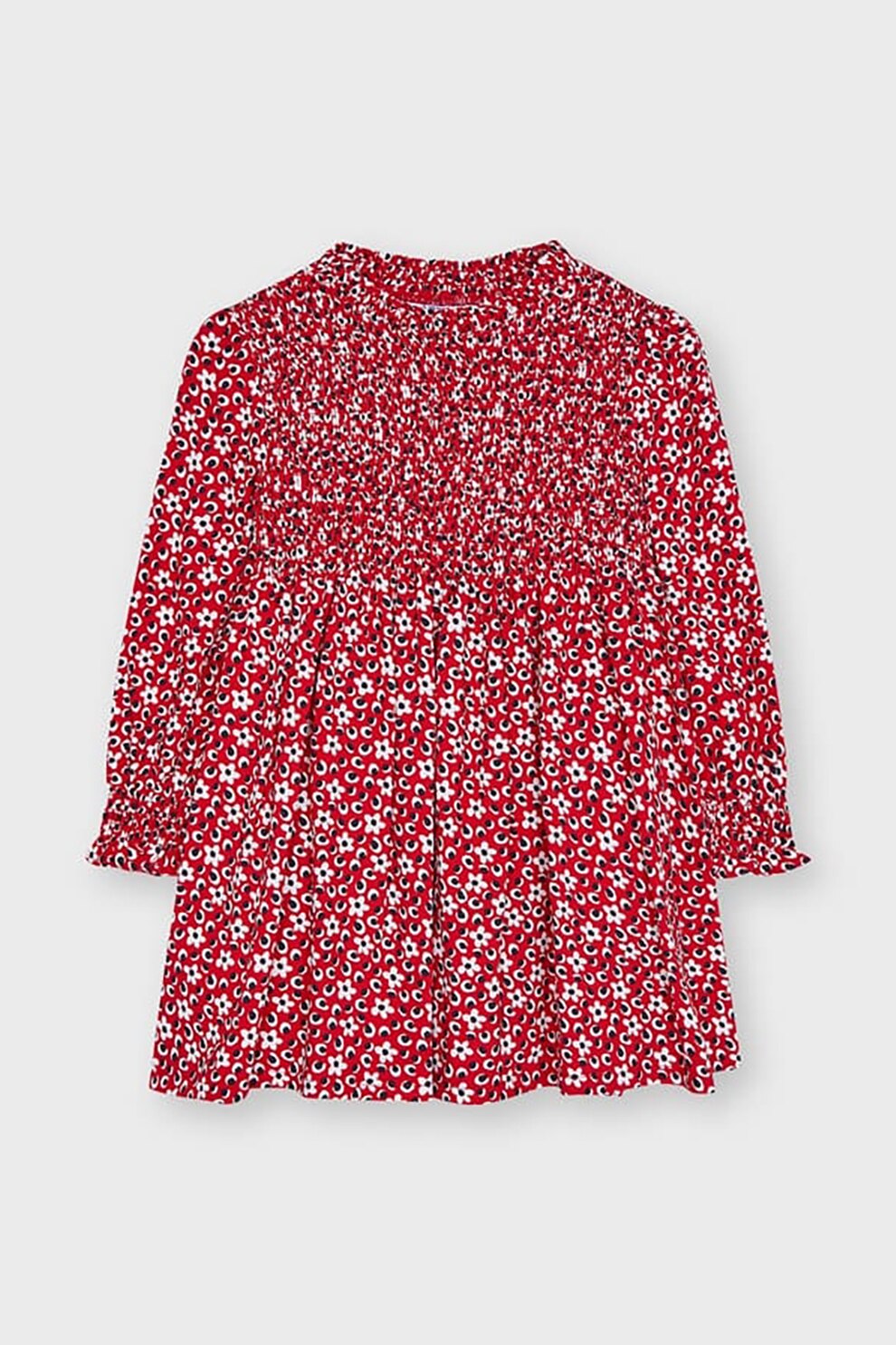 Mayoral, Rochie evazata cu animal print, Rosu/Alb/Negru, 104 CM