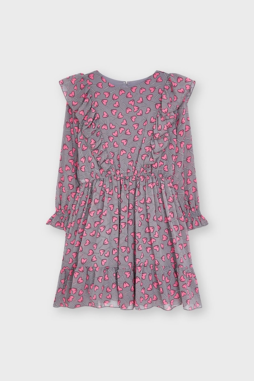 Mayoral, Rochie cu imprimeu si terminatie evazata, Lila prafuit/Roz