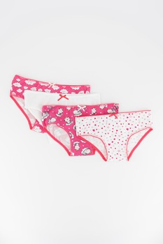 Mayoral, Set de chiloti cu imprimeu si uni - 4 perechi, Alb/Roz Mayoral, Set de chiloti cu imprimeu si uni - 4 perechi, Alb/Roz