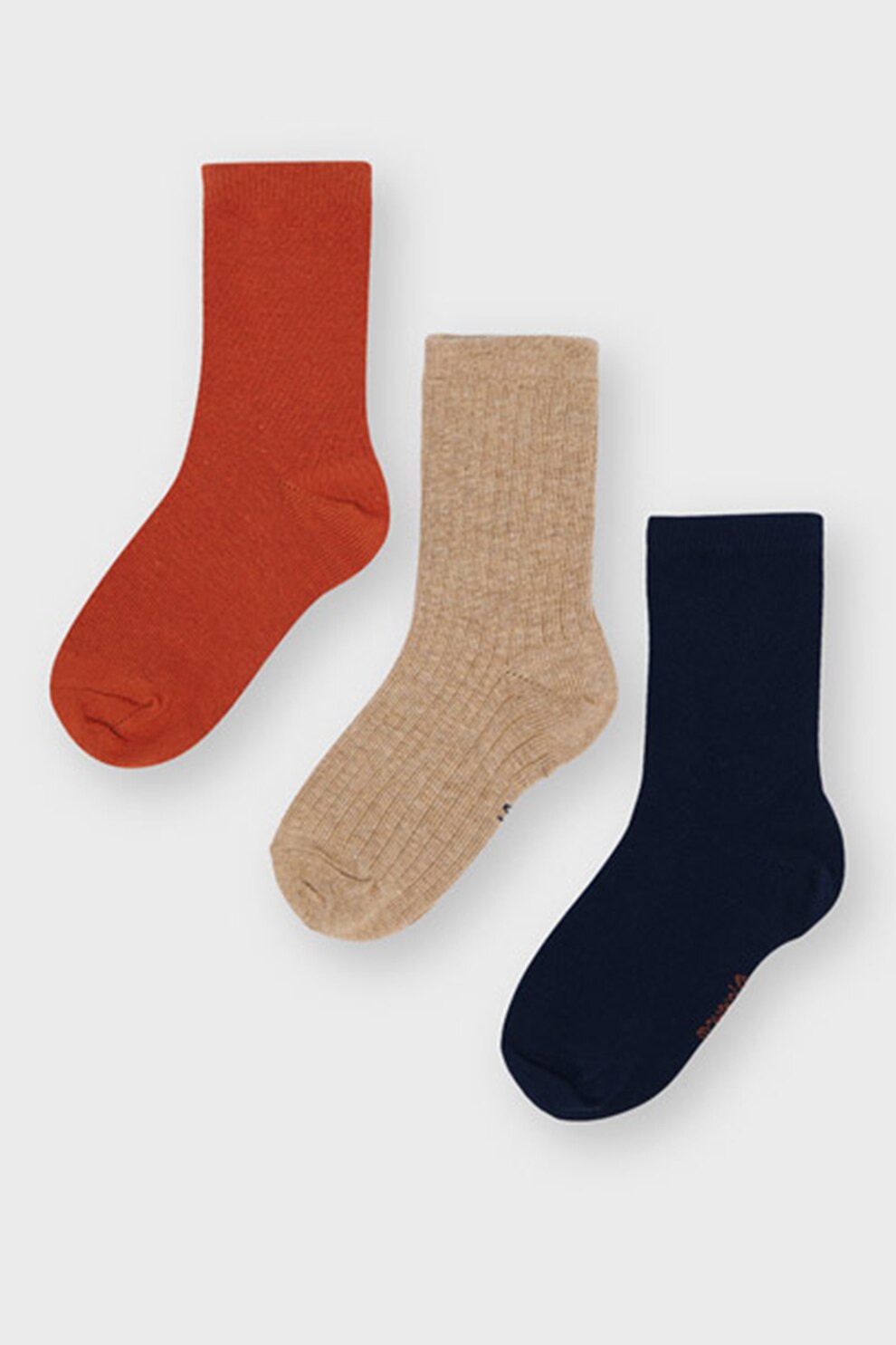 Mayoral, Set de sosete din amestec de bumbac - 3 perechi, Rosu caramiziu/bleumarin inchis