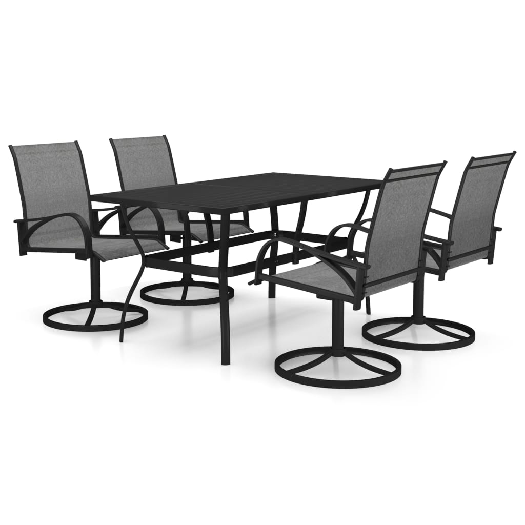 Set de mobilier pentru gradina din 5 piese vidaXL, Otel, 140 x 80 x 72 cm, Gri antracit